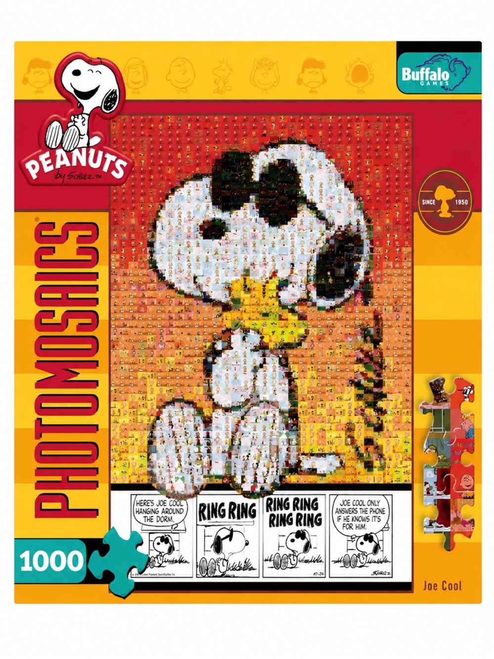 BUFFALO GAMES Photomosaics Jigsaw Puzzle Joe Cool Peanuts Snoopy 1000 Pieces EUC
